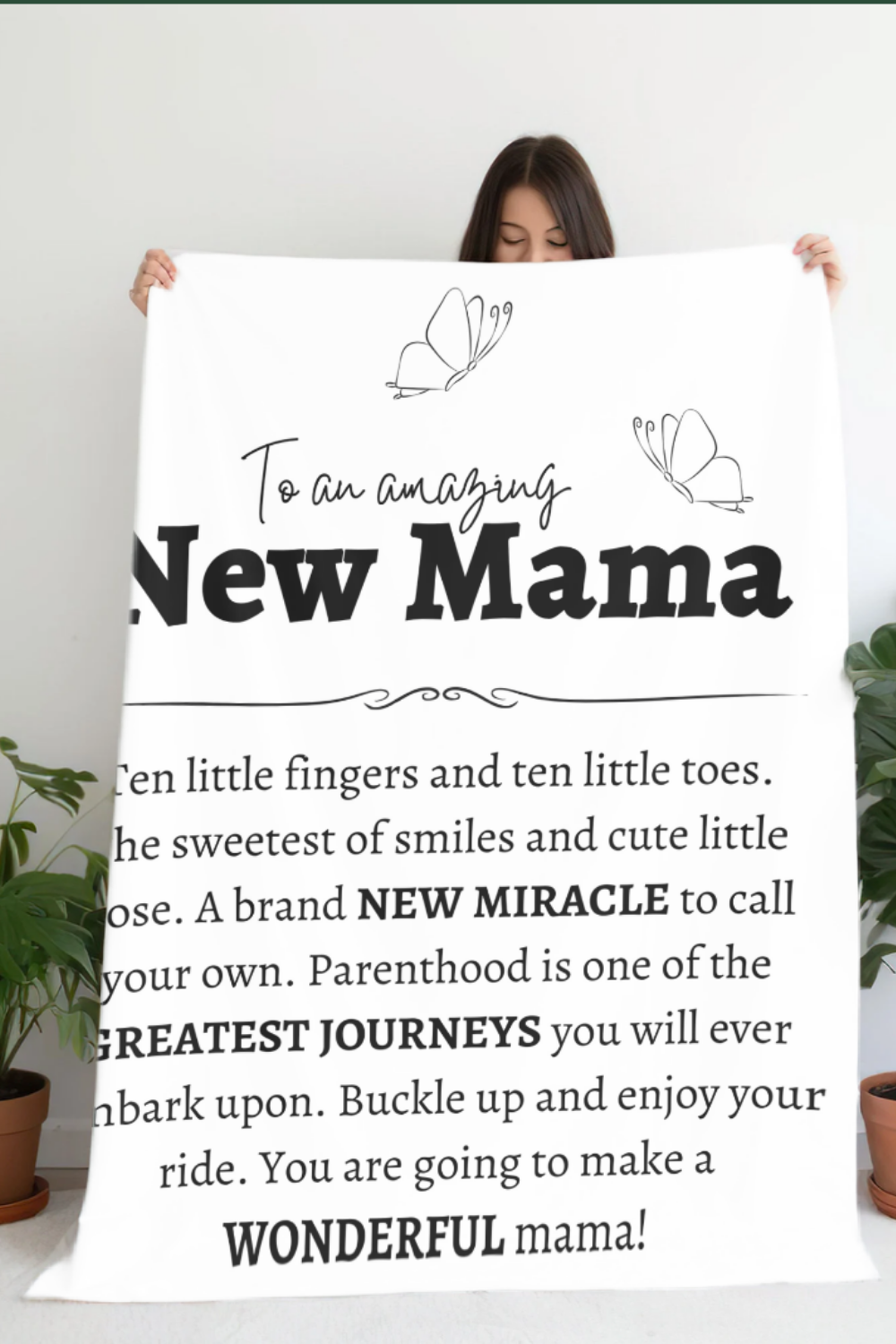 To an Amazing New Mama |  White Plush Fleece Blanket |  Baby Shower Gift • Mom Gift