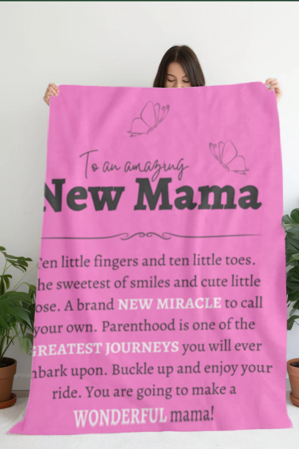 To an Amazing New Mama |  White Plush Fleece Blanket |  Baby Shower Gift • Mom Gift