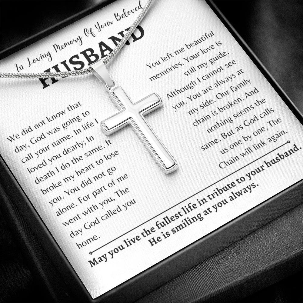 In Loving Memory of your Beloved Husband | Cross Necklace | Gift for Wife