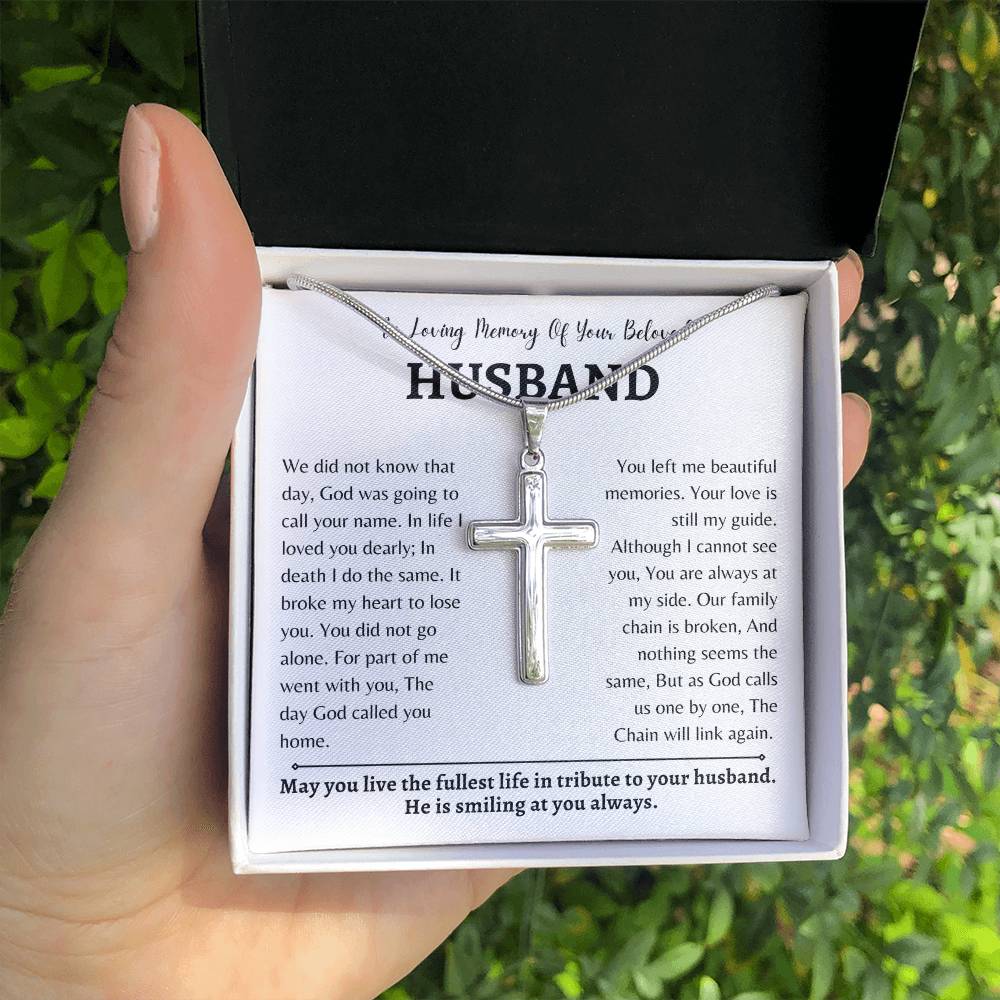 In Loving Memory of your Beloved Husband | Cross Necklace | Gift for Wife