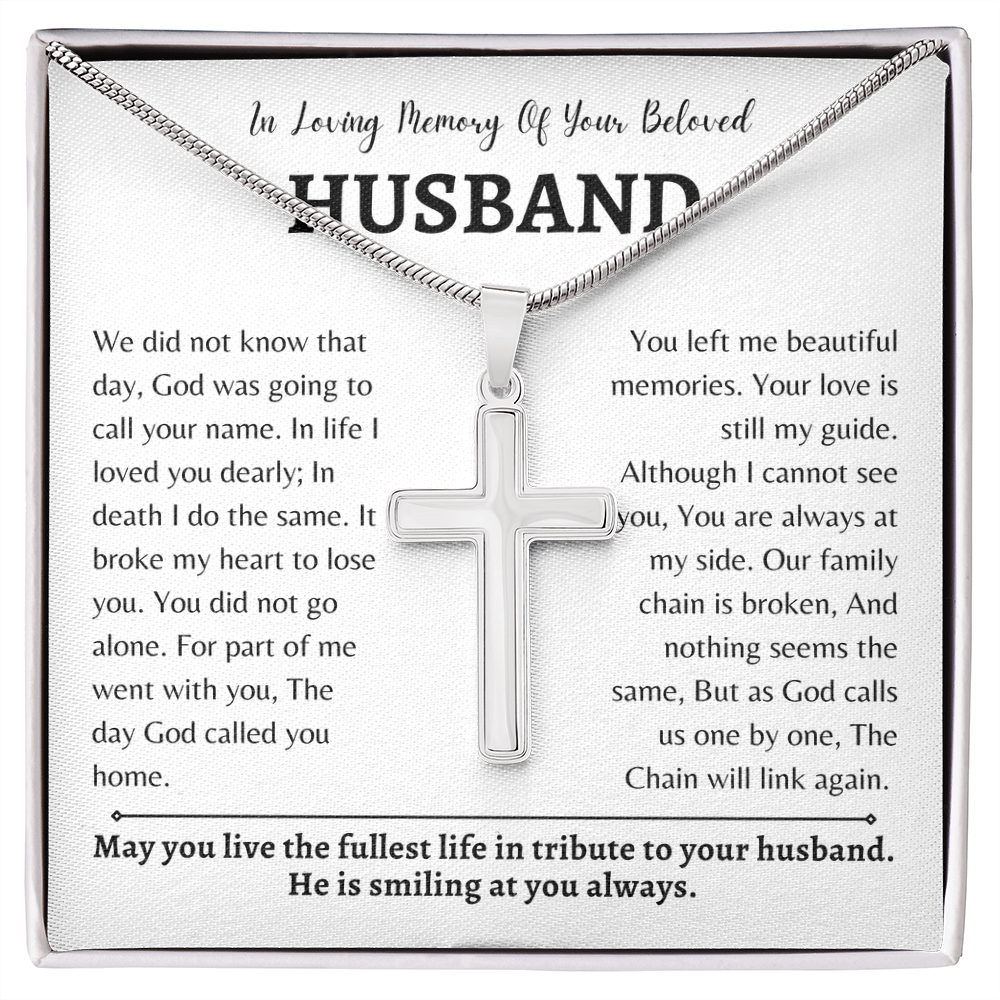 In Loving Memory of your Beloved Husband | Cross Necklace | Gift for Wife