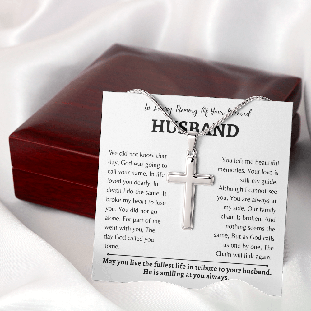 In Loving Memory of your Beloved Husband | Cross Necklace | Gift for Wife