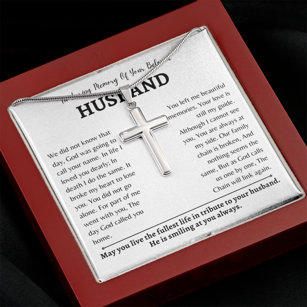 In Loving Memory of your Beloved Husband | Cross Necklace | Gift for Wife