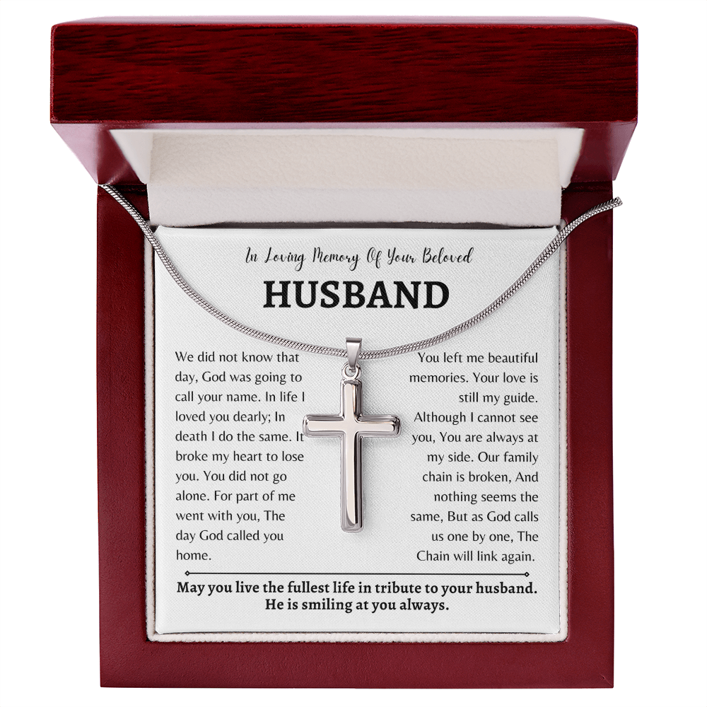 In Loving Memory of your Beloved Husband | Cross Necklace | Gift for Wife